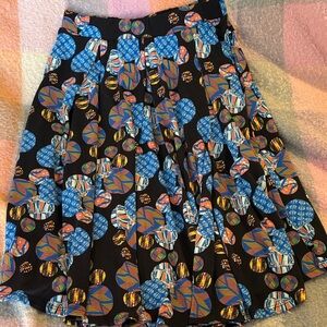 LuLaRoe A-Line Skirt with Vibrant Blue and Black Patterns